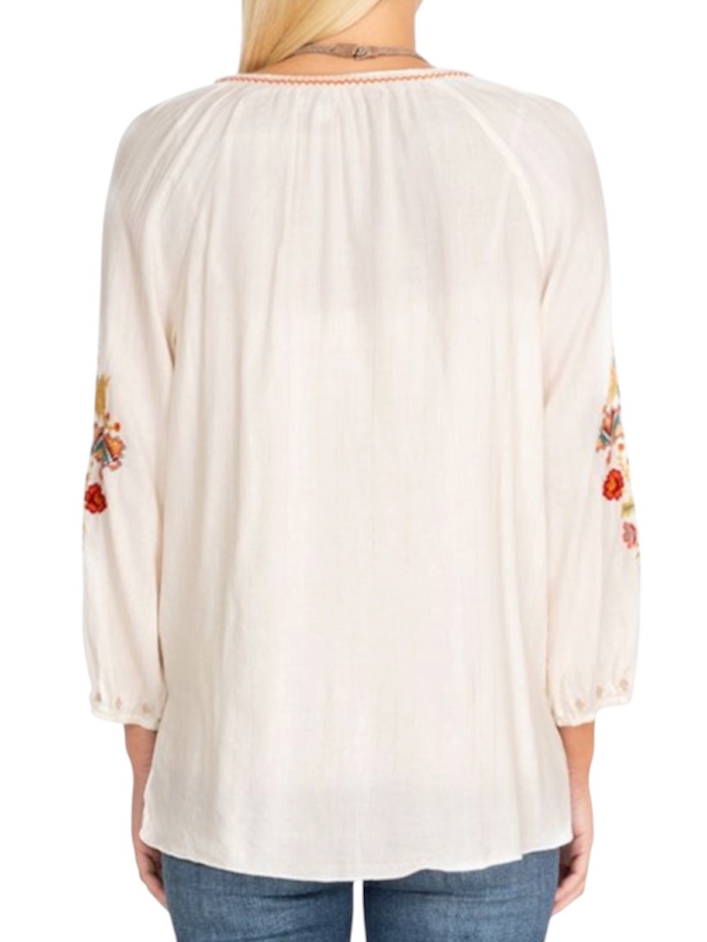 JOHNNY WAS Women’s Embroidered Peasant Blouse - Picture 3 of 13